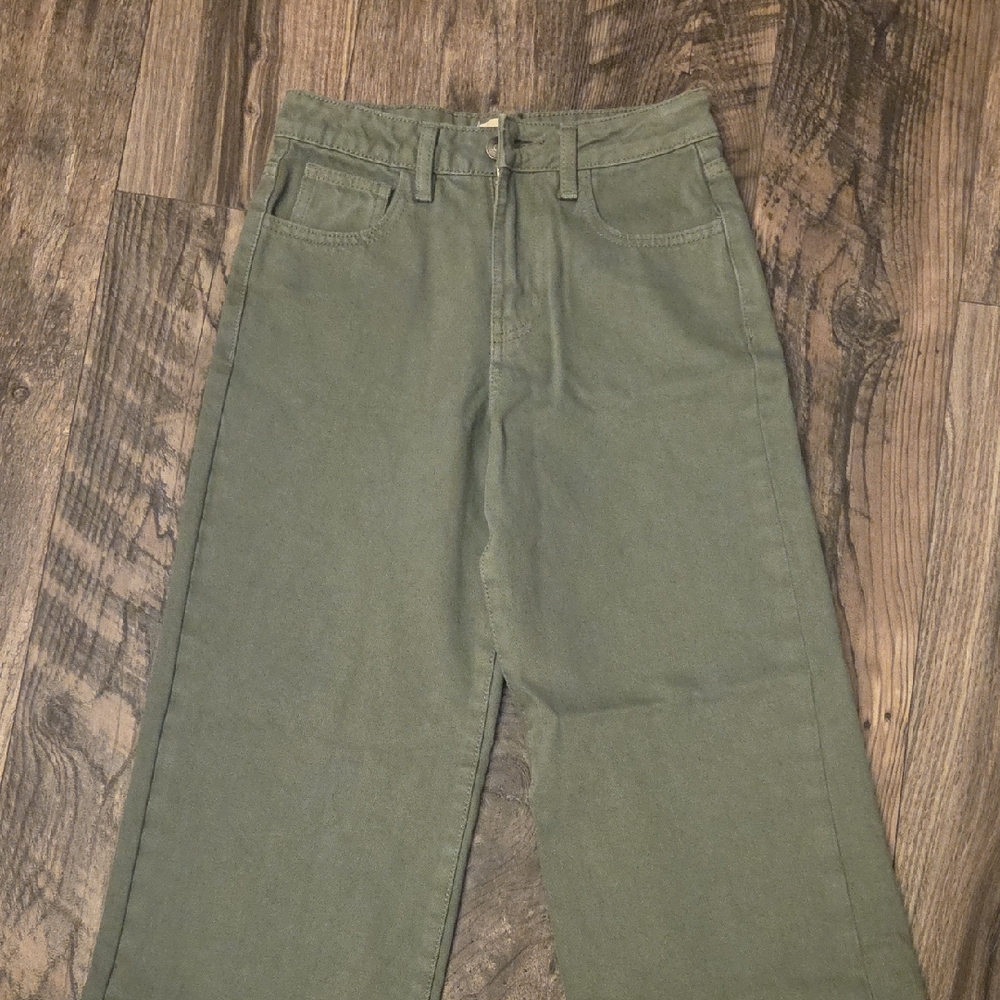 Hello Franki Green Wide Leg Jeans